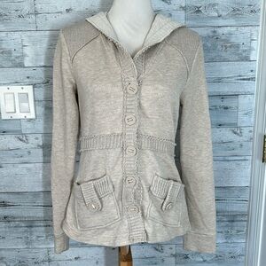 BILLABONG BUTTON UP HOODED CARDIGAN SWEATER